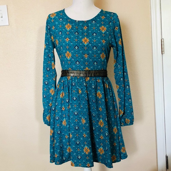 Alya Francesca’s Teal Print Tunic Dress size Small - Picture 2 of 8